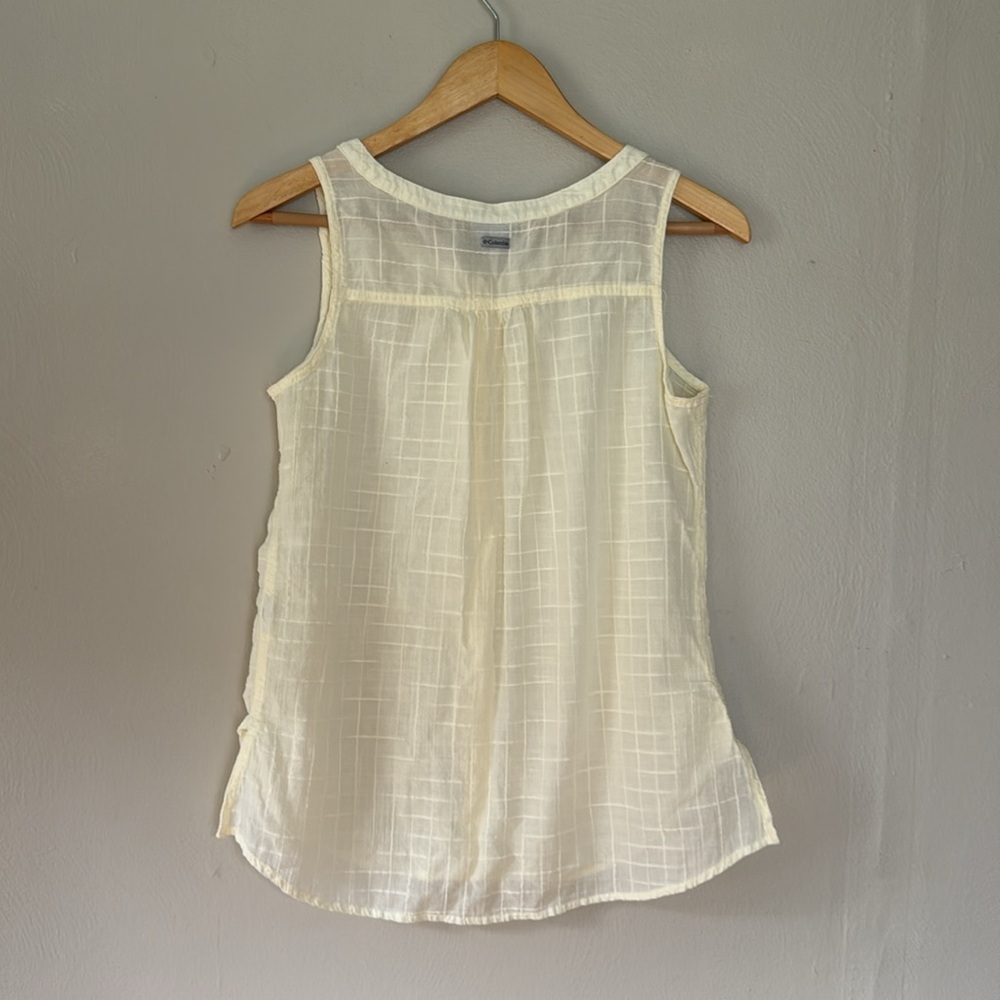 Columbia Light yellow grid design Sleeveless Blouse small - Picture 5 of 5